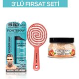 Fontenay Pudra Toz Wax Mavi 20 gr + 3 Boyutlu Saç Fırçası + Face And Body Scrub Şeftali 350 ml 3'lüset