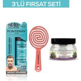 Fontenay Pudra Toz Wax Mavi 20 gr + 3 Boyutlu Saç Fırçası + Faceand Body Scrub Böğürtlen 350 ml 3'lü Set