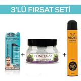 Fontenay Pudra Toz Wax Mavi 20 gr + Face And Body Scrub Böğürtlen 350 ml + Saç Spreyi 400 ml 3'lü Set
