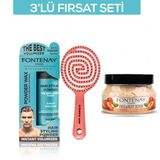 Fontenay Pudra Toz Wax Mavi 20gr + 3 Boyutlu Saç Fırçası+ Face And Body Scrub Şeftali 350ml 3'lüset