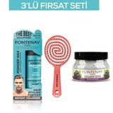 Fontenay Pudra Toz Wax Mavi 20gr + 3 Boyutlu Saç Fırçası+ FaceAnd Body Scrub Böğürtlen 350ml 3'LüSet