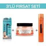 Fontenay Pudra Toz Wax Mavi 20gr + Face And Body Scrub Çilekli 350ml +saç Spreyi 400ml 3'lü Set