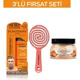 Fontenay Pudra Toz Wax Turuncu 20 gr + 3 Boyutlu Saç Fırçası + Face & body Scrub Şeftali 350 ml 3'lü Set