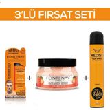 Fontenay Pudra Toz Wax Turuncu 20 gr + Face And Body Scrub Çilekli 350 ml + Saç Spreyi 400 ml 3'lü Set