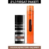 Fontenay Saç Dolgunlaştırıcı Keratin Fibers Açık Kahve Topik Saç Tozu 50GR + Saç Spreyi 400ML 2'li Set 2