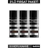 Fontenay Saç Dolgunlaştırıcı Keratin Fibers Koyu Kahve Topik Saç Tozu 50Gr X3 Çok Renkli