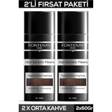 Fontenay Saç Dolgunlaştırıcı Keratin Fibers Orta Kahve Topik Saç Tozu 50Gr X2 Renkli