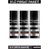 Fontenay Saç Dolgunlaştırıcı Keratin Fibers Orta Kahve Topik Saç Tozu 50Gr X3 Renkli