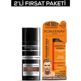 Fontenay Saç Dolgunlaştırıcı Keratinfibers Açık Kahve Topik Saç Tozu 50GR+ULTRA Strong Toz Wax 2'li Set