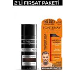 Fontenay Saç Dolgunlaştırıcı Keratinfibers Koyu Kahve Topik Saç Tozu 50GR+ULTRA Strong Toz Wax 2'li Set