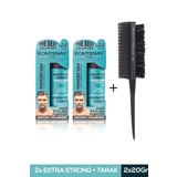 Fontenay Saç Şekillendirici Pudra Toz Wax Mat Effect Mavı 20gr X2 + Profesyonel Topuz Fırçası Krepe 3043 3'lü Set