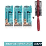 Fontenay Saç Şekillendirici Pudra Toz Wax Mat Effect Mavı 20GR X3 + 1018 Tarak'ı 4'lü Set