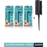 Fontenay Saç Şekillendirici Pudra Toz Wax Mat Effect Mavı 20GR X3 + 3043 Krepe Tarak'ı 2'li Set