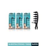 Fontenay Saç Şekillendirici Pudra Toz Wax Mat Effect Mavı 20gr X3 + Geniş Aralıklı Wax Tarağı 4'Lü Set