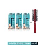 Fontenay Saç Şekillendirici Pudra Toz Wax Mat Effect Mavı 20gr X3 + Profesyonel Saç Fırçası 1018 4'lü Set