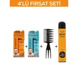 Fontenay Saç Şekillendirici Pudra Toz Wax Mat Effect Ve Ultra Strong 20gr + Şekil Tarak'ı 2 + Saç Spreyi 2 400ML 4'lü Se