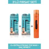 Fontenay Saç Şekillendirici Pudra Toz Wax Matt Effect Mavi 20gr X2 + 400ml Saç Spreyi 3'Lü Set - 1