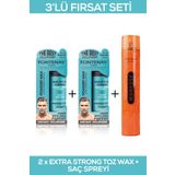 Fontenay Saç Şekillendirici Pudra Toz Wax Matt Effect Mavi 20gr X2 + 400ml Saç Spreyİ 3'Lü Set