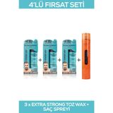 Fontenay Saç Şekillendirici Pudra Toz Wax Matt Effect Mavi 20gr X3 + 400ml Saç Sprey 4'Lü Set
