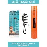 Fontenay Saç Şekillendirici Pudra Toz Wax Matt Effect Mavi + Şekil Tarağı + 400ml Saç Spreyi 3'Lü Set - 1