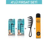 Fontenay Saç Şekillendirici Pudra Toz Wax Matt Effect Mavi X2 +Şekil Tarağı+Saç Spreyi 2 400ml 4'lü