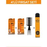Fontenay Saç Şekillendirici Pudra Toz Wax Ultra Strong +Şekil Tarak'ı 2+Saç Spreyi 2 400ML 4'lü Set