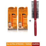 Fontenay Saç Şekillendirici Pudra Toz Wax Ultra Strong Turuncu 20 gr x 2 + 1018 Tarak'ı 3'lü Set
