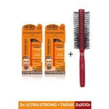 Fontenay Saç Şekillendirici Pudra Toz Wax Ultra Strong Turuncu 20 gr x 2 + Profesyonel Saç Fırçası 1018 3'lü Set