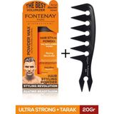 Fontenay Saç Şekillendirici Pudra Toz Wax Ultra Strong Turuncu 20GR + Geniş Aralıklı Wax Tarağı 2'li Set