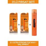 Fontenay Saç Şekillendirici Pudra Toz Wax Ultra Strong Turuncu 20gr X2 + 400ml Saç Spreyi 3'Lü Set
