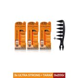 Fontenay Saç Şekillendirici Pudra Toz Wax Ultra Strong Turuncu 20GR X3 + Geniş Aralıklı Wax Tarağı 4'lü Set