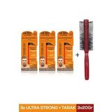 Fontenay Saç Şekillendirici Pudra Toz Wax Ultra Strong Turuncu 20gr X3 + Profesyonel Saç Fırçası 1018 4'lü Set