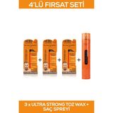 Fontenay Saç Şekillendirici Pudra Toz Wax Ultra Strong Turuncu X3 + Saç Spreyi 400ml 4'Lü Set - 1