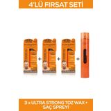 Fontenay Saç Şekillendirici Pudra Toz Wax Ultra Strong Turuncu X3 + Saç Spreyi 400ml 4'Lü Set