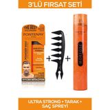 Fontenay Ultra Strong Saç Şekillendirici Pudra Toz Wax 400 ml + Şekil Tarağı + Saç Spreyi 3'Lü Set