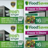 FoodSaver 1-Quart Freeze 'n Steam Mikrodalga Fırında Kullanılabilir Tek Pişirme Torbaları, 16 Adet, Şeffaf (4'lü Paket)