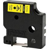 Foogy Dymo D1 Muadili Plastik Thermal Yedek Şerit Etiket 12 mm 7 mt Sarı Siyah