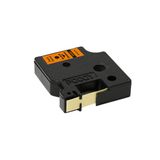 Foogy Dymo D1 Uyumlu Thermal Plastik Serit Etiket Turuncu-Siyah 12Mm X 7 Mt