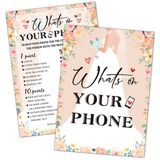 Foosproea Gelin Partisi Oyunları, Telefonunuzda Neler Varsa Düğün Duş Oyun Kartı, Pembe Boho Çiçekli Romantik Nişan/Bekarlığa Veda Partisi Fikirleri Aktiviteler Malzemeleri Dekorasyonlar (30 Kart) - A01