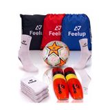football Futbol Antrenman Seti: 3 Çift Kaydırmaz Çorap + Korumalı Dizlik + İpli Çanta + Futbol Topu