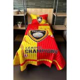 Football Tek Kişilik Kapitoneli Yatak Örtüsü Sarı Kırmızı 180X240 Cm