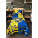Football Tek Kişilik Kapitoneli Yatak Örtüsü Sarı Lacivert 180X240 Cm