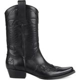 FootCourt Erkek Kovboy Çizmesi Hakiki Deri Siyah Slip-on Bağlama ile Günlük Kullanım İçin
