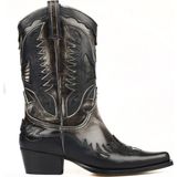 FootCourt Footcourt Siyah Beyaz Kadın Kovboy Çizme (Buz) - Siyah - Beyaz