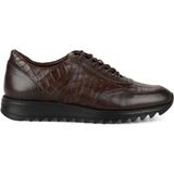 FootCourt Kahverengi Baskılı Deri Erkek Sneakers