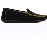 FootCourt Siyah Deri Kadın Loafer Sarı Detaylı - Siyah - Sarı
