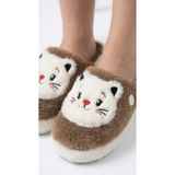 FootFrenzy Kadın Peluş Ev Terliği Kedi Desenli Yumuşak Sıcak Tüylü Rahat Ev - Çeyiz - Bohça Terliği