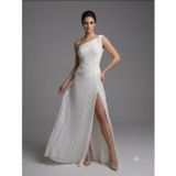 FOR COSTUME Tek Omuz Drape Detaylı Yırtmaçlı Abiye 9558