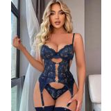 For Dreams 8465 Dantelli Kalp Aksesuar Detaylı Jartiyerli Büstiyer Çorap Takım