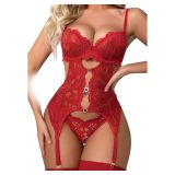 For Dreams Dantelli Büstiyer ve Jartiyerli Külot Takımı 8465 | Jartiyer Askılı, Dantel Kumaş, Kalpli Aksesuar, Büstiyer Tasarım, Çok Renkli Seçenek